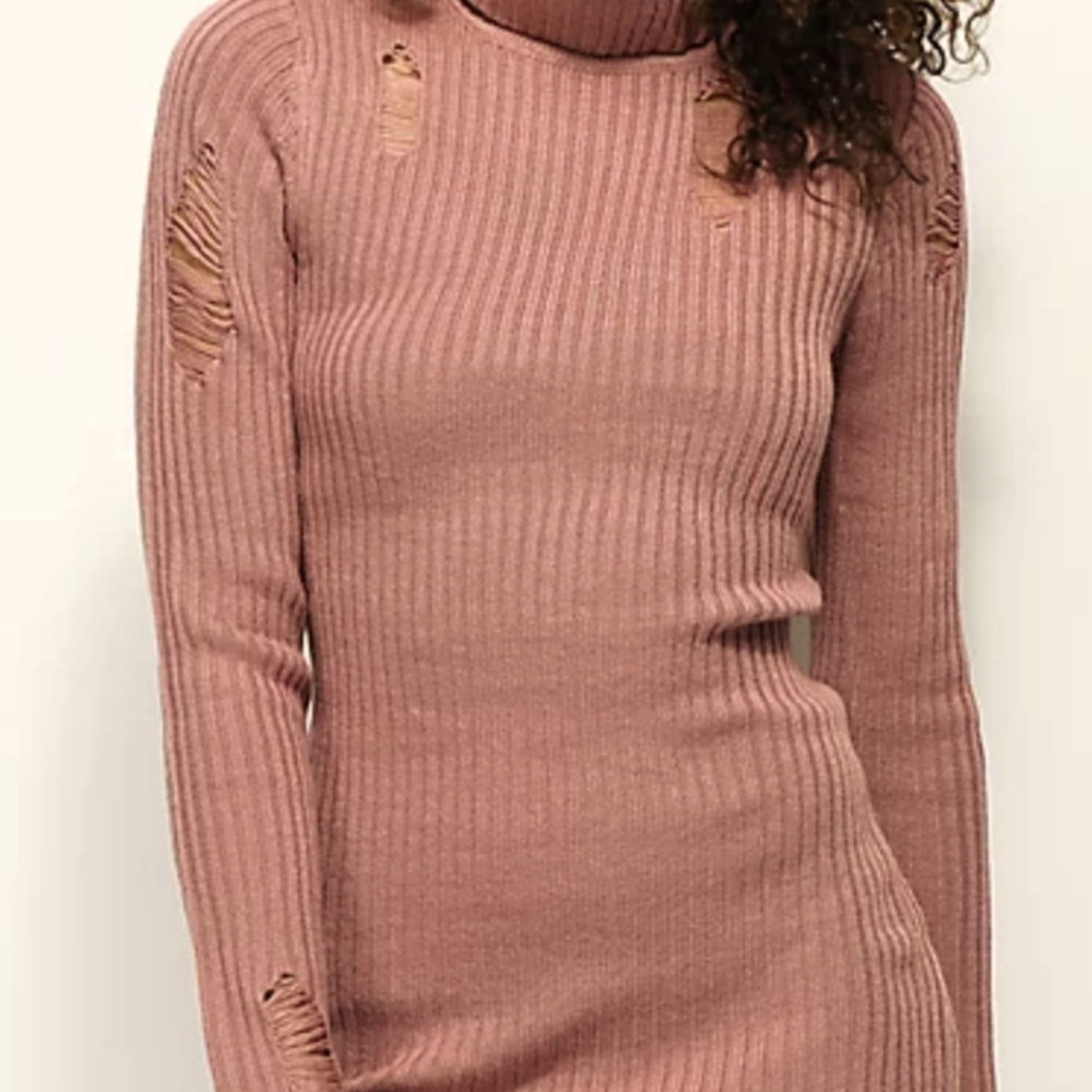 DISTRESSED SWEATER DRESS